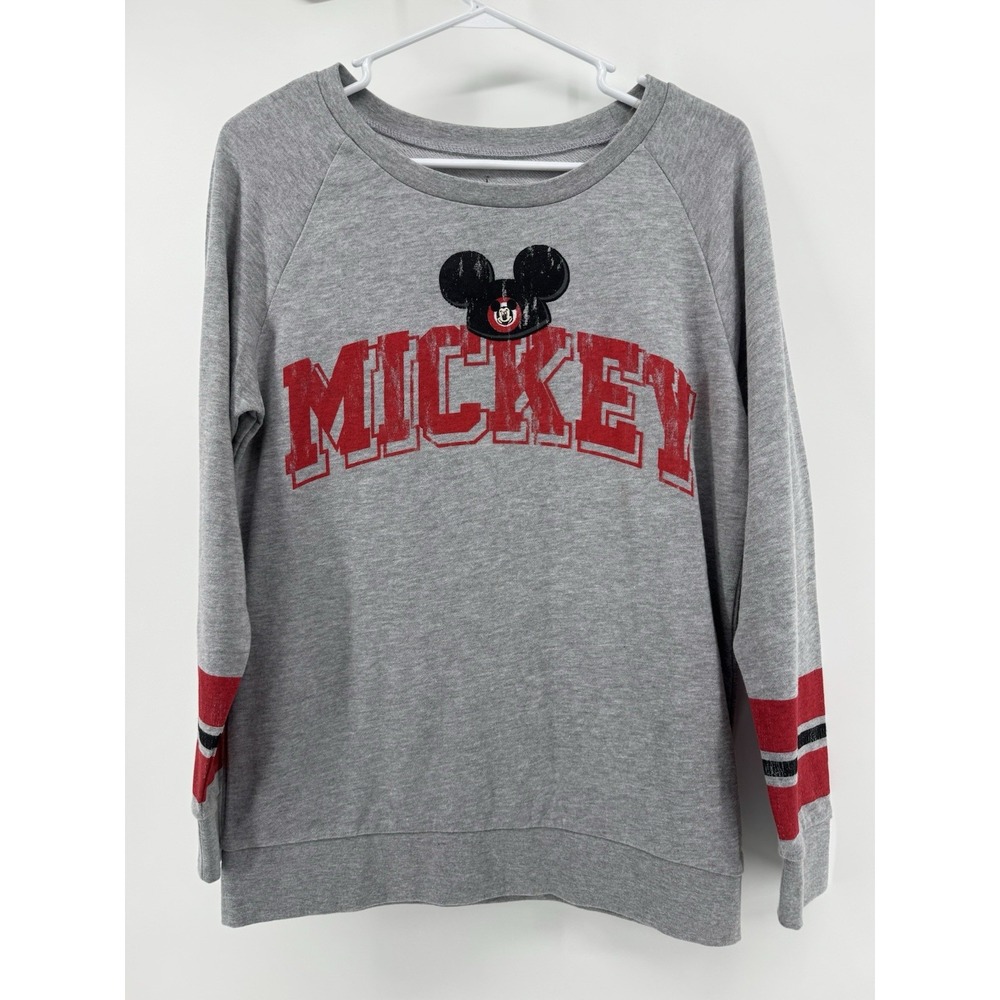 DISNEY‎ PARKS Women's Mickey Mouse Ears Varsity #28 Gray  Sweatshirt M